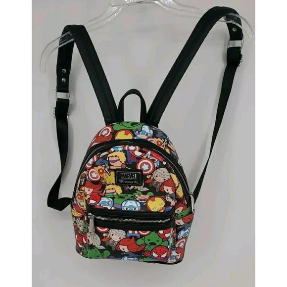 Loungefly OG Marvel Chibi Avengers Mini Backpack Black Widow Captain America EUC - Picture 2 of 16